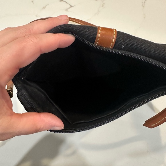 Fossil Taylor Fab Top Zip Black Canvas and Cheetah Print Crossbody Purse - Picture 2 of 5